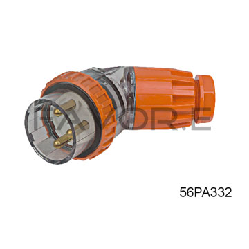 56PA 3 Round Pin Three Phase Angled Male Plug