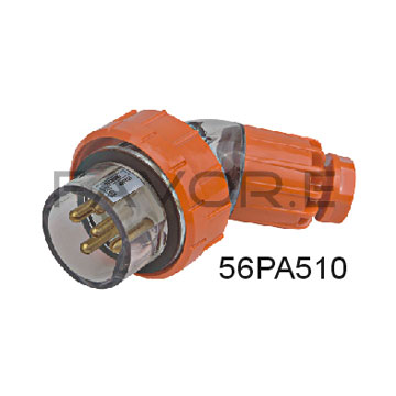 56PA 5 Round Pin Three Phase Angled Male Plug
